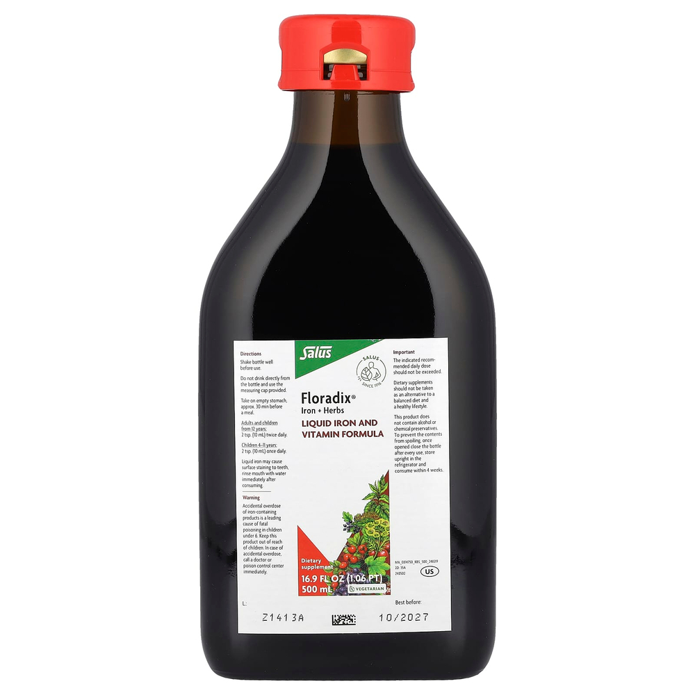 Floradix, Floradix, железо и травы, 500 мл (17 жидк. унц.)