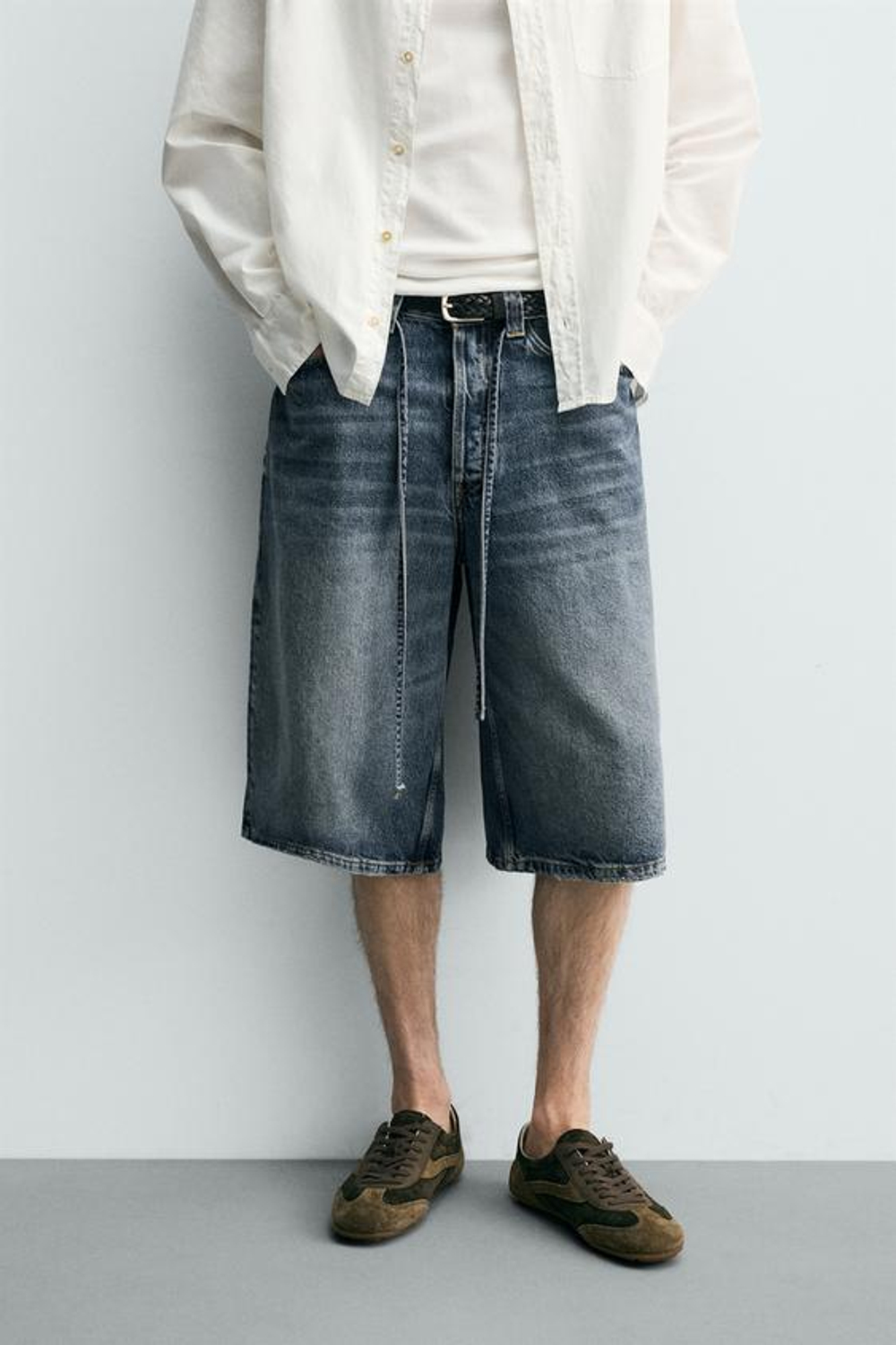 ZARA ДЖИНСОВЫЕ ШОРТЫ BAGGY FIT, СИНИЙ