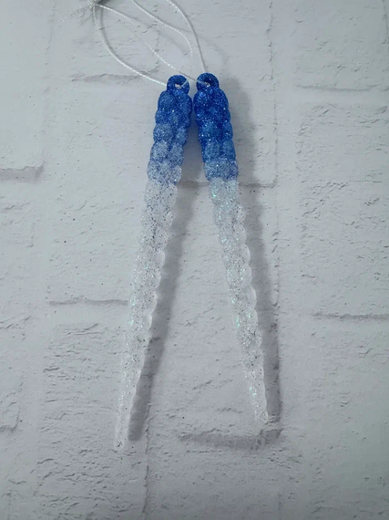 Набор акриловых сосулек Кристальный дуэт 15 см., 2 шт., бело-голубой, Christmas DeLuxe (13097)