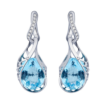 Серьги с Топазом Swiss и Бриллиантами, E0093-0/14