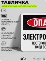 Табличка для частной территории "Опасно, электрощитовая", на дом, для участка, организаций и частных территорий, предупреждающая, 40х30 см, Silver Plane x Айдентика Технолоджи