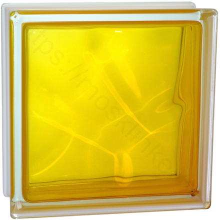 Стеклоблок Vitrablok Волна Медовый 19x19x8 - окрашенный внутри