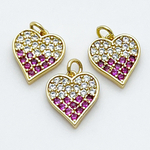 Подвеска Сердце, позолота, фианиты, размер 13*11 мм, цена за 1 шт