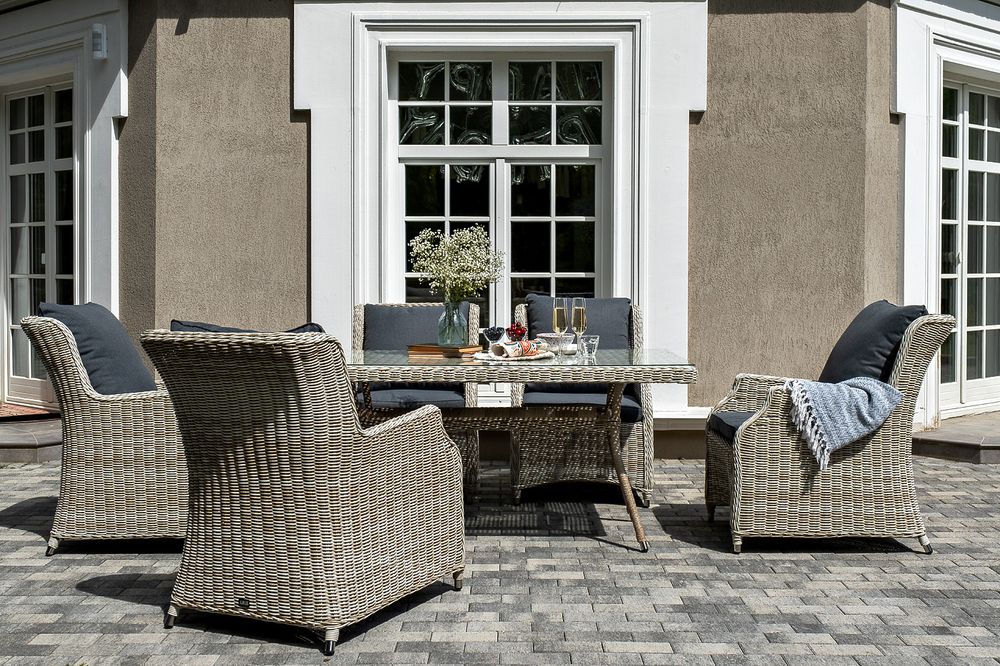 "Неаполь" обеденная группа плетеная из искусственного ротанга, цвет бежевый