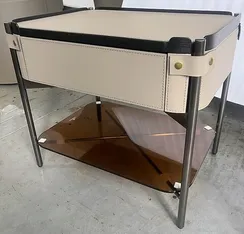 Тумба прикроватная Panzano, бежевая экокожа