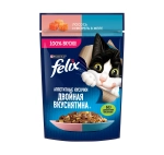 Лосось и форель в желе корм для кошек пауч Felix Двойная Вкуснятина , 75г