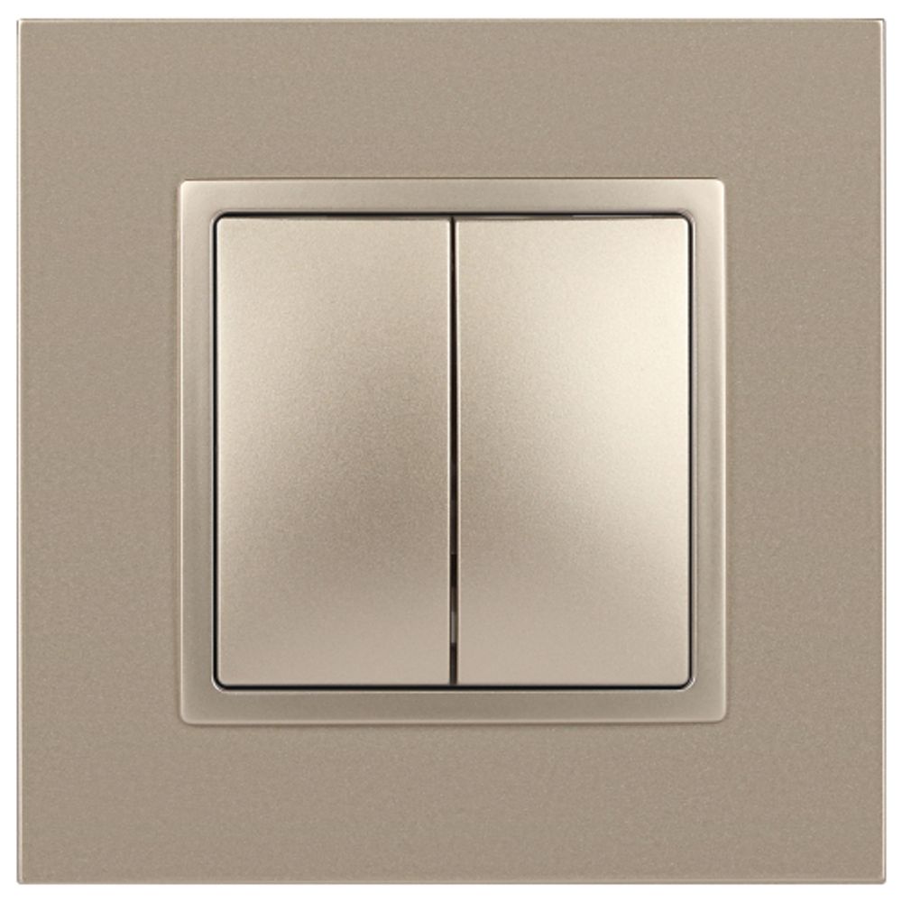 14-1104-04 ЭРА Выключатель двойной, 10АХ-250В, IP20, Эра Elegance, шампань