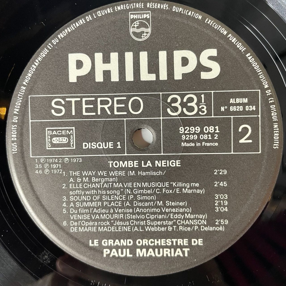 Винтажная виниловая пластинка LP Поль Мориа Le Grand Orchestre De Paul Mauriat Tombe La Neige (France 1975) (Obi) Melody Fair