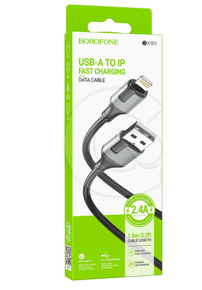 Кабель USB - Lightning BOROFONE BX101 (черный) 1м