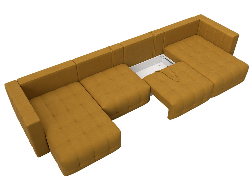 Диван П-образный Лига-052 НПБ Лонг, BRUT 10 ВЕЛЮР желтый