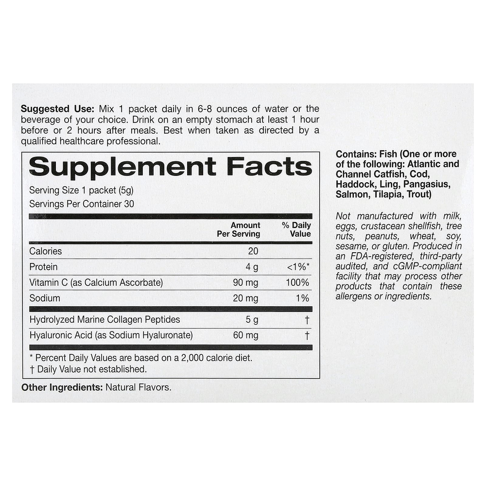 California Gold Nutrition, пептиды коллагена с витамином C и гиалуроновой кислотой, со вкусом граната, 30 пакетиков по 5,38 г