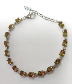 Браслет Эстерелла, родированный, султанит/циркон, серебро 925, 16см