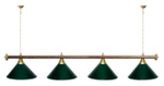 Лампа STARTBILLIARDS 4 пл. (плафоны зеленые,штанга зеленая,фурнитура золото)