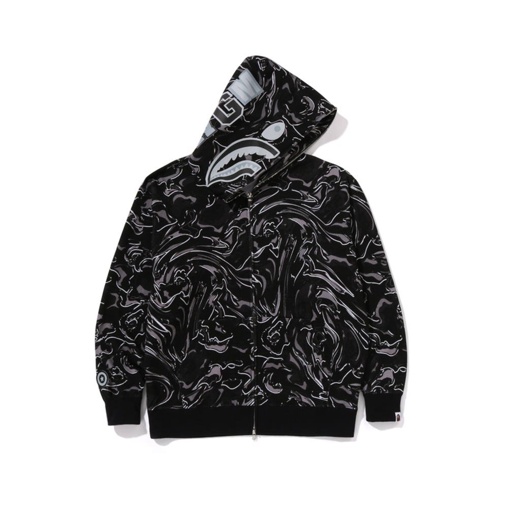 A Bathing Ape Marbling Camo Shark Relaxed Fit Full Zip Худи черный