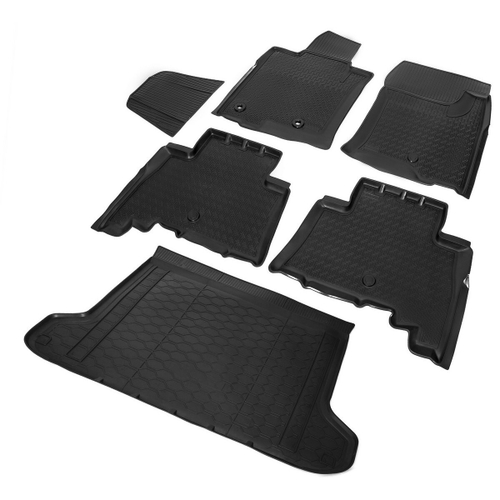 Коврики в салон и багажник автомобиля (комплект) Rival для Toyota Land Cruiser Prado 150 (5 мест) 2009-2017, полиуретан, с крепежом, 6 частей, K15704002-1