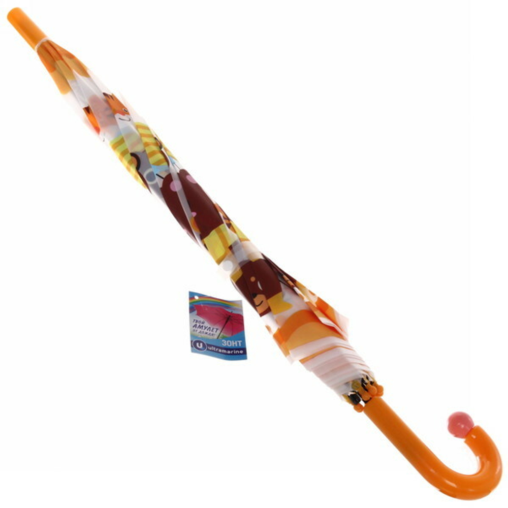 Зонт детский полуавтомат «Ultramarine- Веселые зверята», 8 спиц, d-86, в сложе. виде 65см