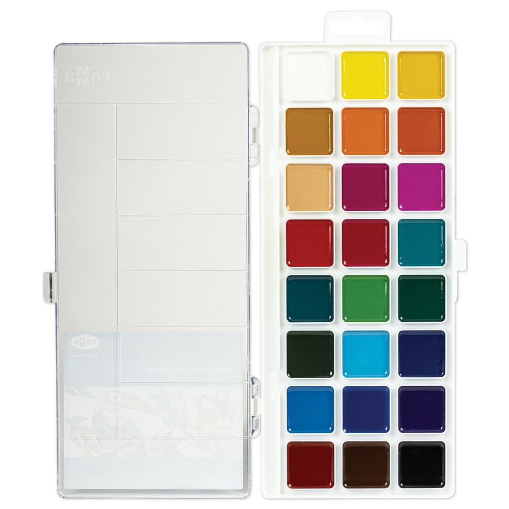 Краски акварельные ГАММА "Классическая", 24 цв., медовая, без кисти, пластиковый корпус, европодвес, 1009198