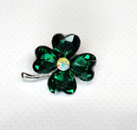 Брошь. Брошка. Клевер-четырехлистник — символ удачи. Цвет зеленый.