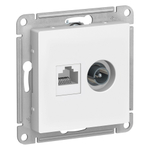 ATLASDESIGN РОЗЕТКА двойная ТВ + компьютерная RJ45, кат. 5Е, БЕЛЫЙ ATN000189