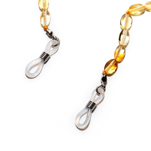 Держатель для очков из натурального янтаря, длина 70 см. Цепочка для очков натуральный камень