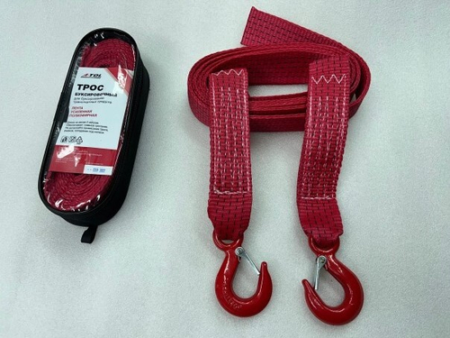 Трос буксир. (5 т) лента 2 крюка /5 м/ усилен. полиэфирный в сумке (A-TOL)