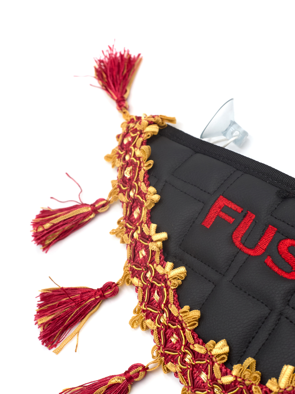 Вымпел тройной Fuso (экокожа, черный с красными кисточками)