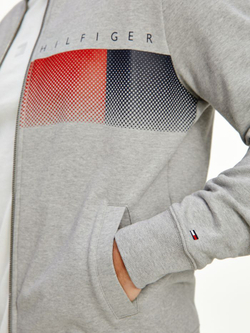 Мужская теннисная кофта Tommy Hilfiger Logo Full Zip Mock Neck - light grey heather