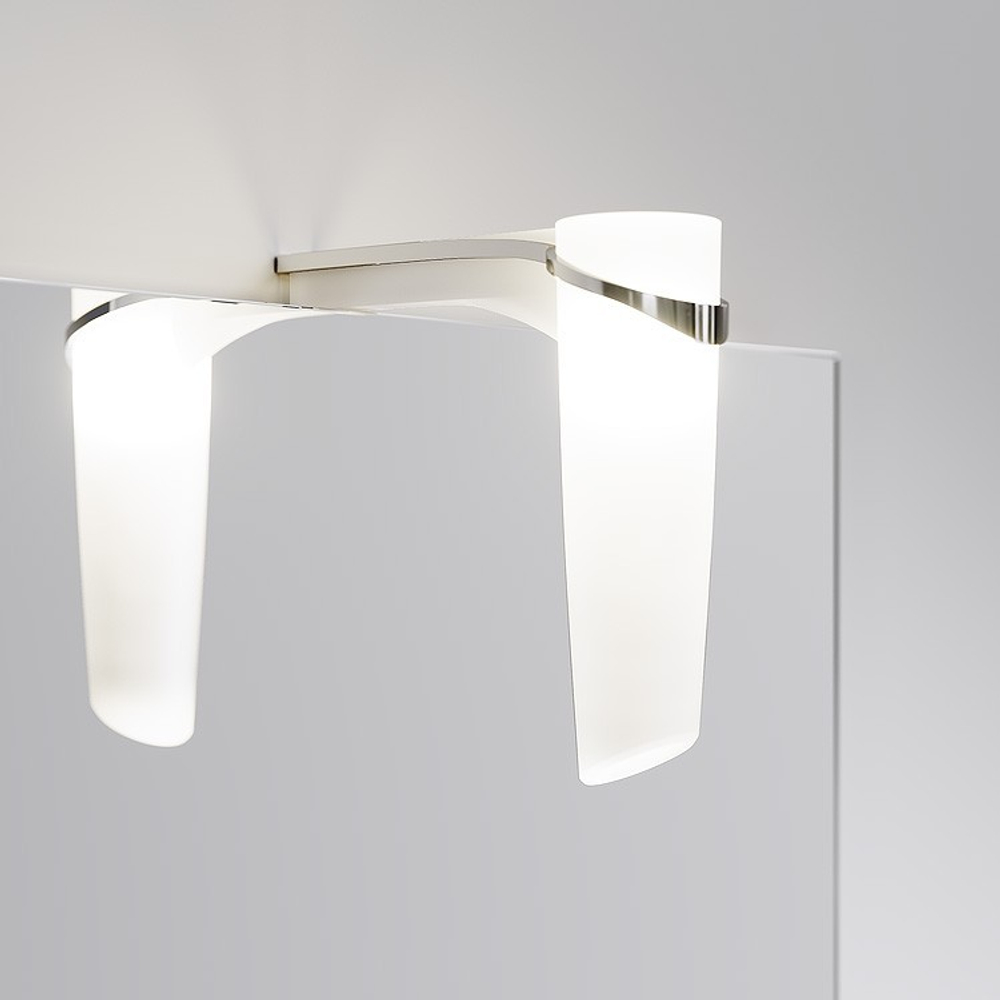 Леон-МР панель с зеркалом и светильником, цвет белый