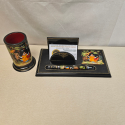 Набор письменный настольный "Жар-птица и Иван. Палех" с ручной росписью