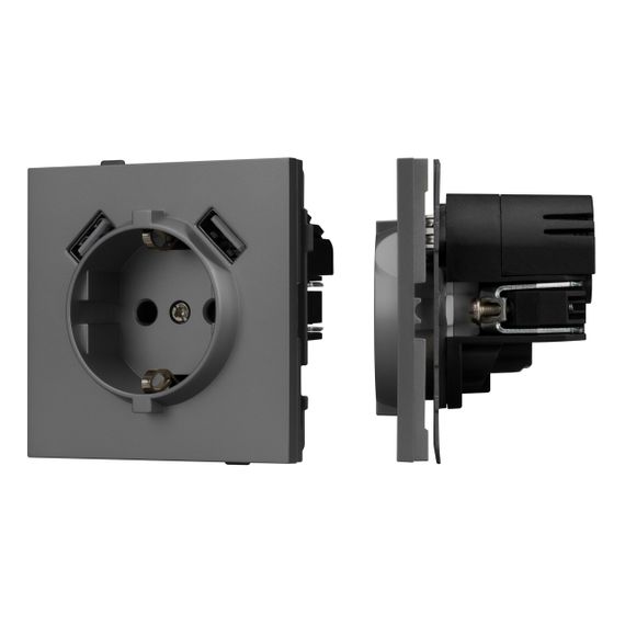 Механизм розетки с USB зарядкой SCT-TENDO-MUAA-SFPL-GR (230V, 16A) Arlight 054605