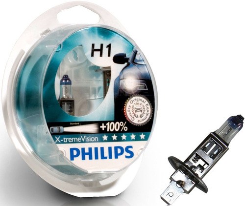 Автолампа 12V H1 55W Philips X-treme Vision +130% (к-т 2 шт)