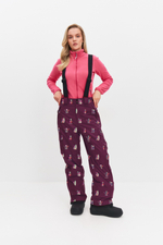 Брюки горнолыжные утепленные (бордовый\принт)