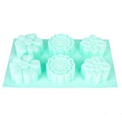 Форма силиконовая для выпечки 6 ячеек "Цветочный хоровод" 7*7*3,5см/ 27*17*3,5см.(4вида)
