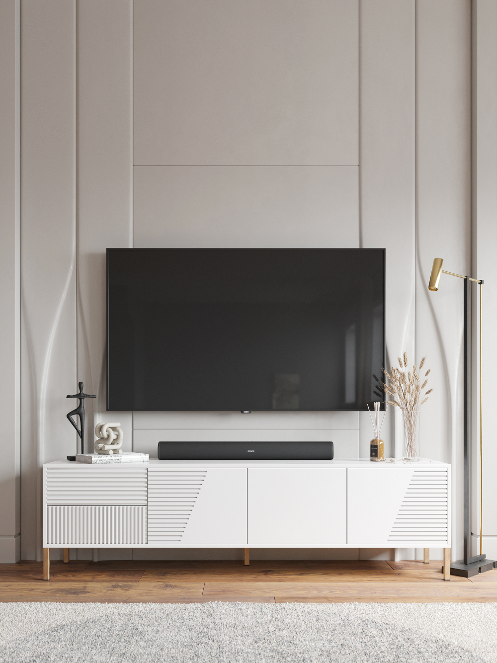 Тумба под ТВ напольная Слип 1, белый, 180 см