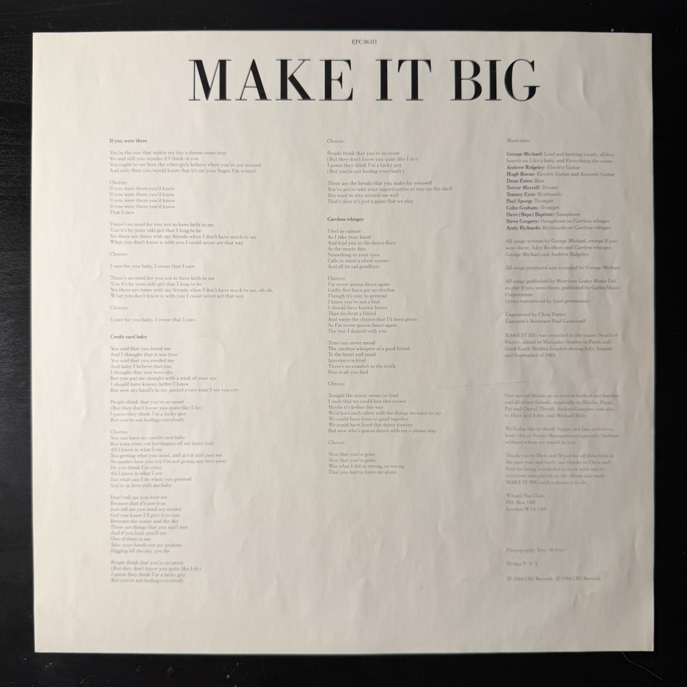 Wham! - Make It Big (Голландия 1984г.)