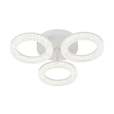 Потолочный светодиодный светильник 60Вт, 4396Лм, 3000-6500К, Ra>80,  плавная регулировка мощности, изменение цветовой температуры, ночник,  металл/акрил, белый