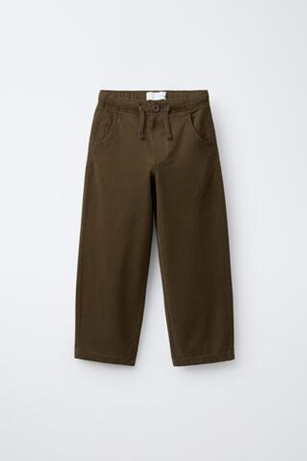 ZARA МЯГКИЕ БРЮКИ С ДЕКОРАТИВНОЙ СТРОЧКОЙ, ХАКИ