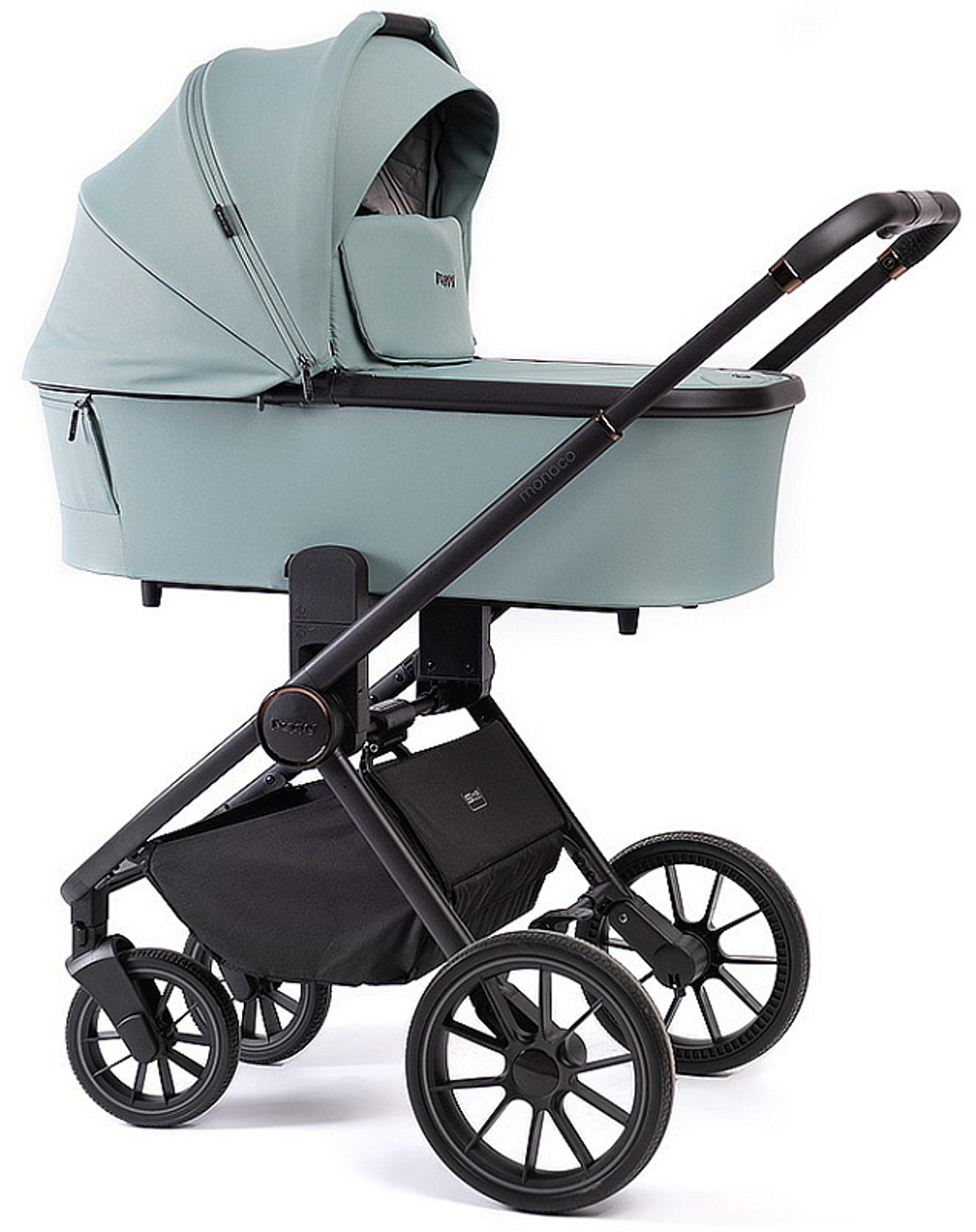 Детская коляска Peppy Monaco 2 в 1 Mint (мятный), рама черная