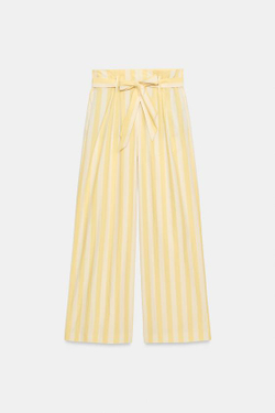 ZARA БРЮКИ В ПИЖАМНОМ СТИЛЕ В ПОЛОСКУ — ZW COLLECTION, ЖЕЛТЫЙ