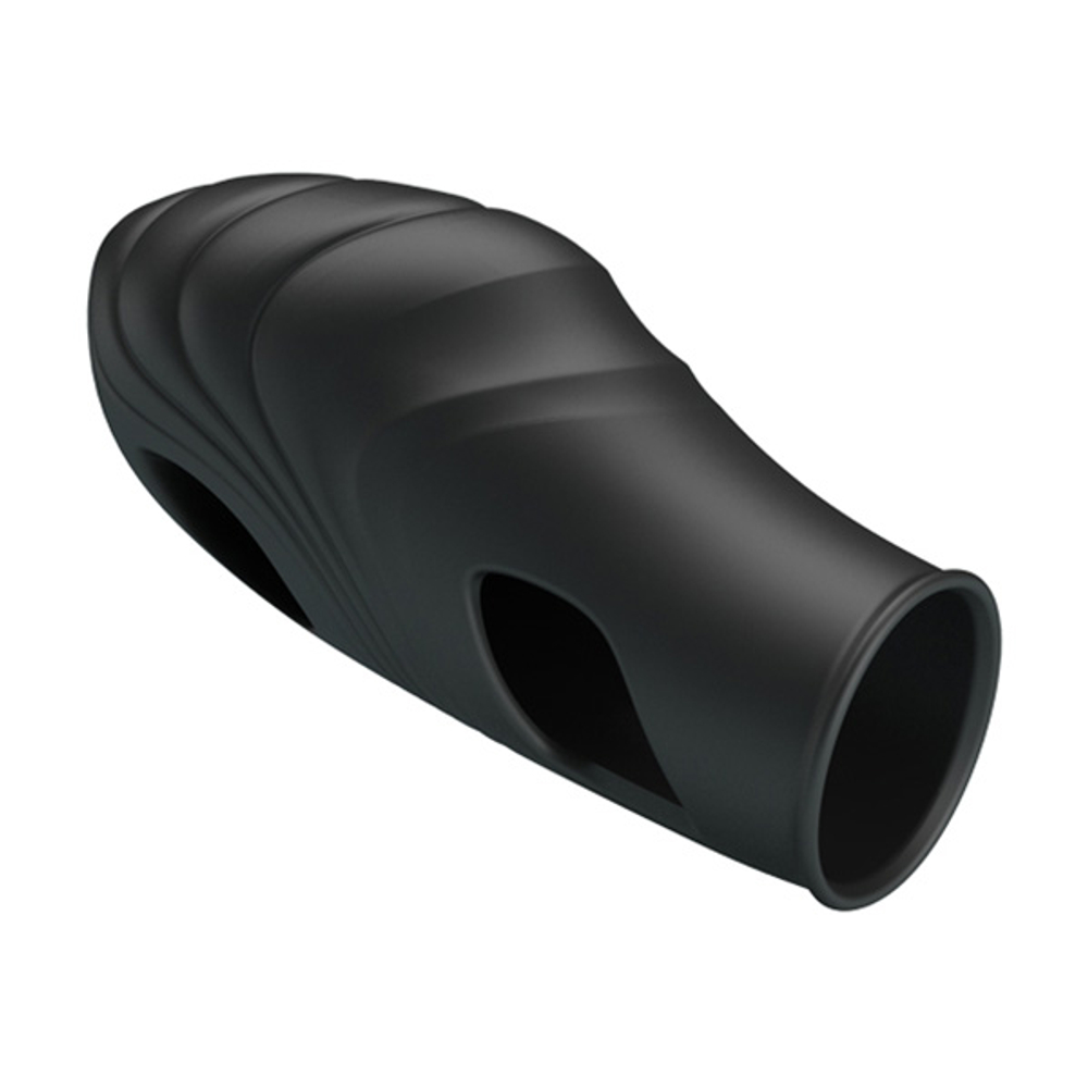 Рельефная вибронасадка 7,8см на палец Pretty Love Lich Finger Vibrator Black BI-014752