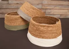 Джутовая корзина под елку 26х58 см., коричневая с серой полосой, ChristmasDeLuxe (86501)