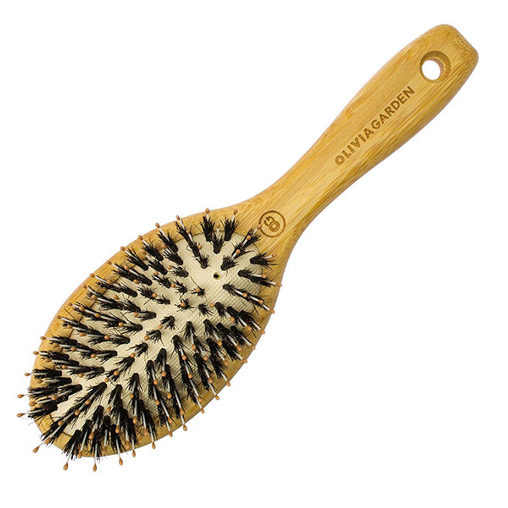 Овальная массажная щетка ион+бамбук с комбинированной щетиной+ион Olivia Garden Bamboo Touch S ID1033