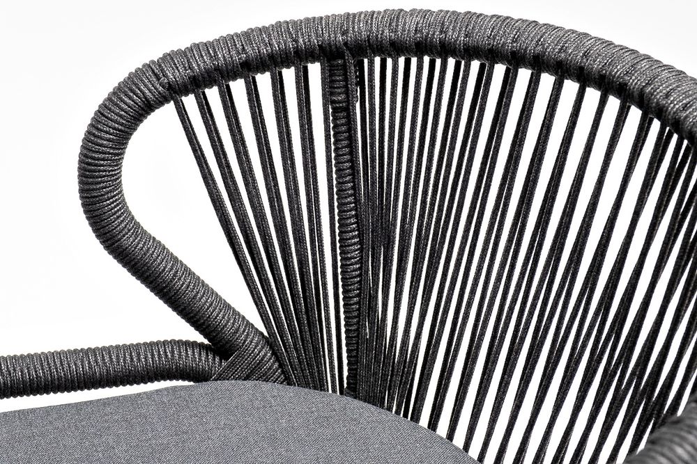 "Венето" обеденная группа на 6 персон со стульями "Милан", каркас темно-серый, роуп темно-серый