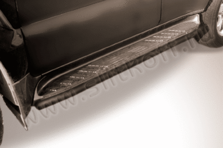 Пороги стальные Toyota Land Cruiser Prado J120 (2002-2009) d42 труба (серебристые)