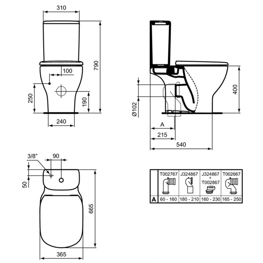 Напольный унитаз Ideal Standard TESI SILK WHITE (матовый белый) AquaBlade® T0087V1  с бачком T3568V1