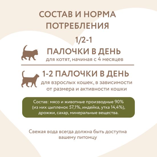 Мнямс лакомые Палочки с цыпленком и уткой, 3 шт.