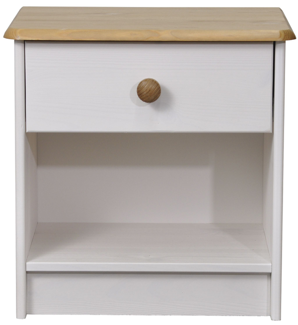 Dipriz Тумба прикроватная Хаба 1 ящик из массива сосны, белый/антик