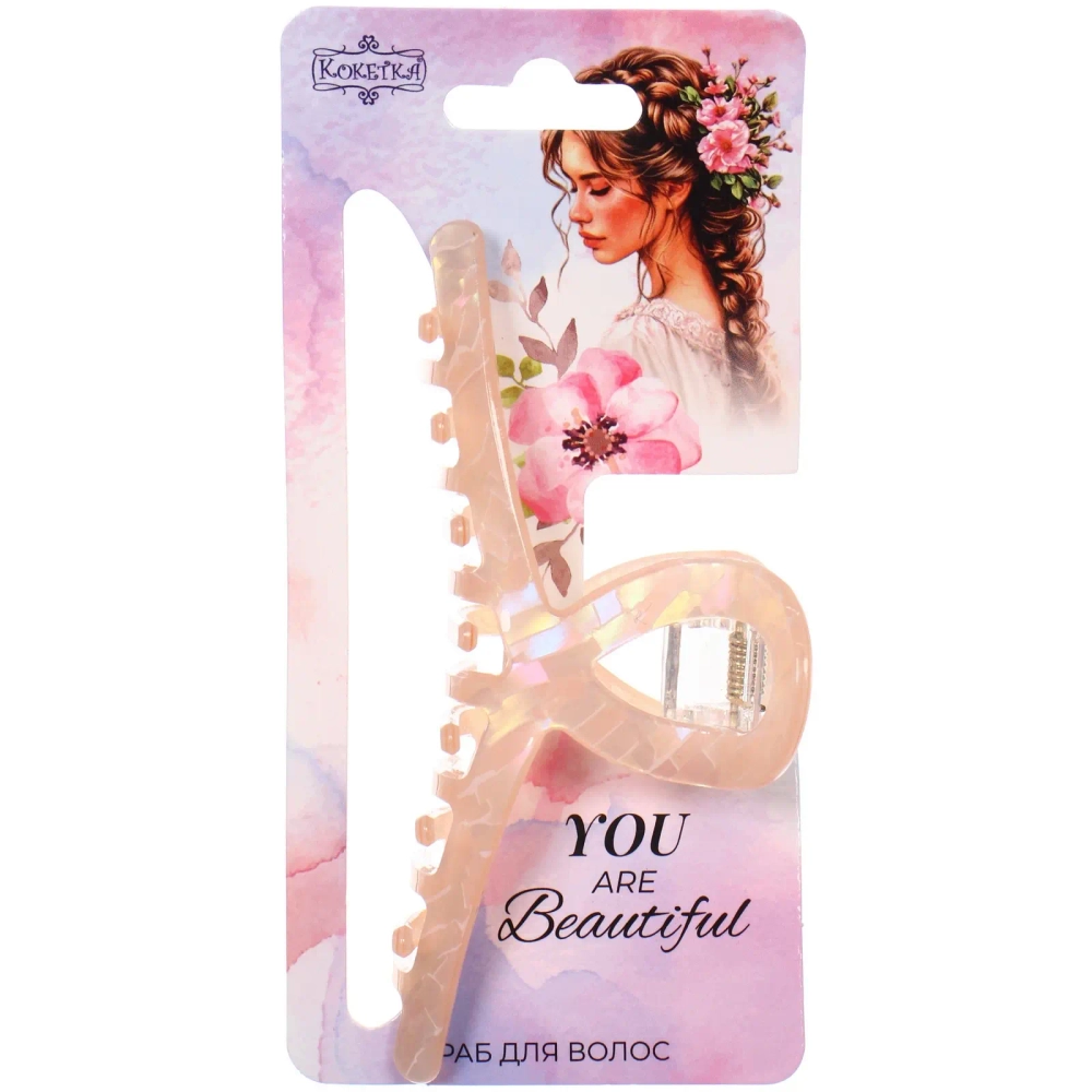 Заколка - краб для волос «AKS-EMPIRE», петля, микс 6 цветов, 11*4,5см