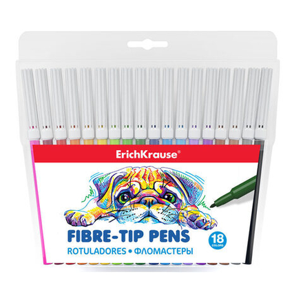 Фломастеры  18цв "Erich Krause. Easy Washable", вент.колпачок, блистер