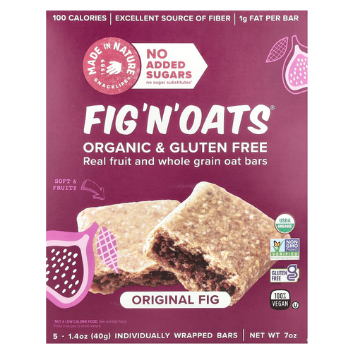 Made in Nature, Fig 'N' Oats®, оригинальный инжир, 5 батончиков в индивидуальной упаковке, 40 г (1,4 унции) каждый